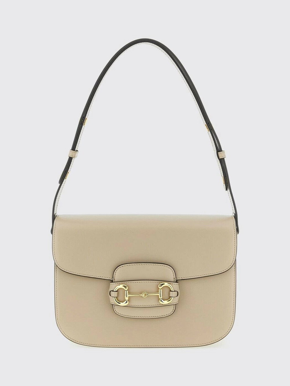 Gucci Horsebit Flap Shoulder Bag Leather Beige Tan